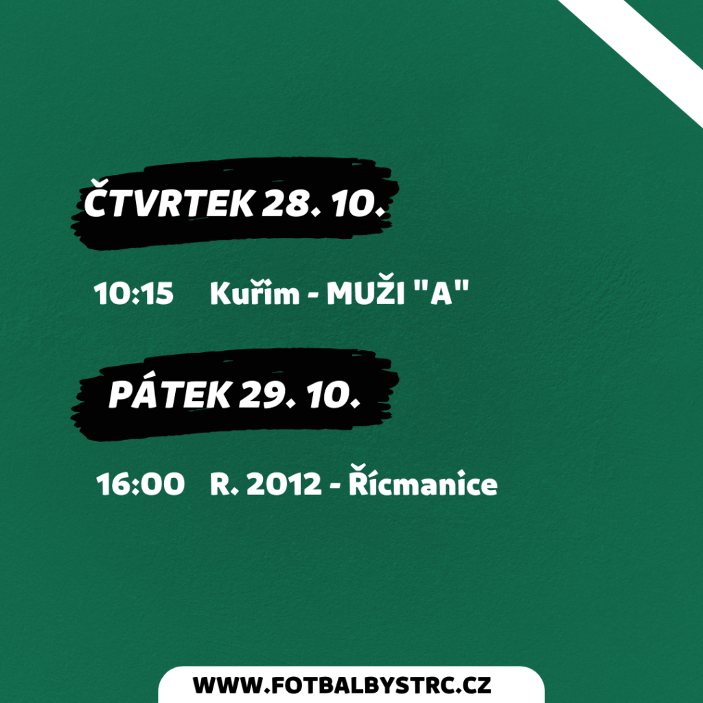 FC Dosta Bystrc - Kníničky Program 26. 10. – 31. 10. Novinky