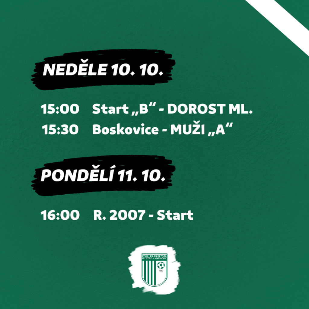 FC Dosta Bystrc - Kníničky Program 7. 10. - 11. 10. Novinky