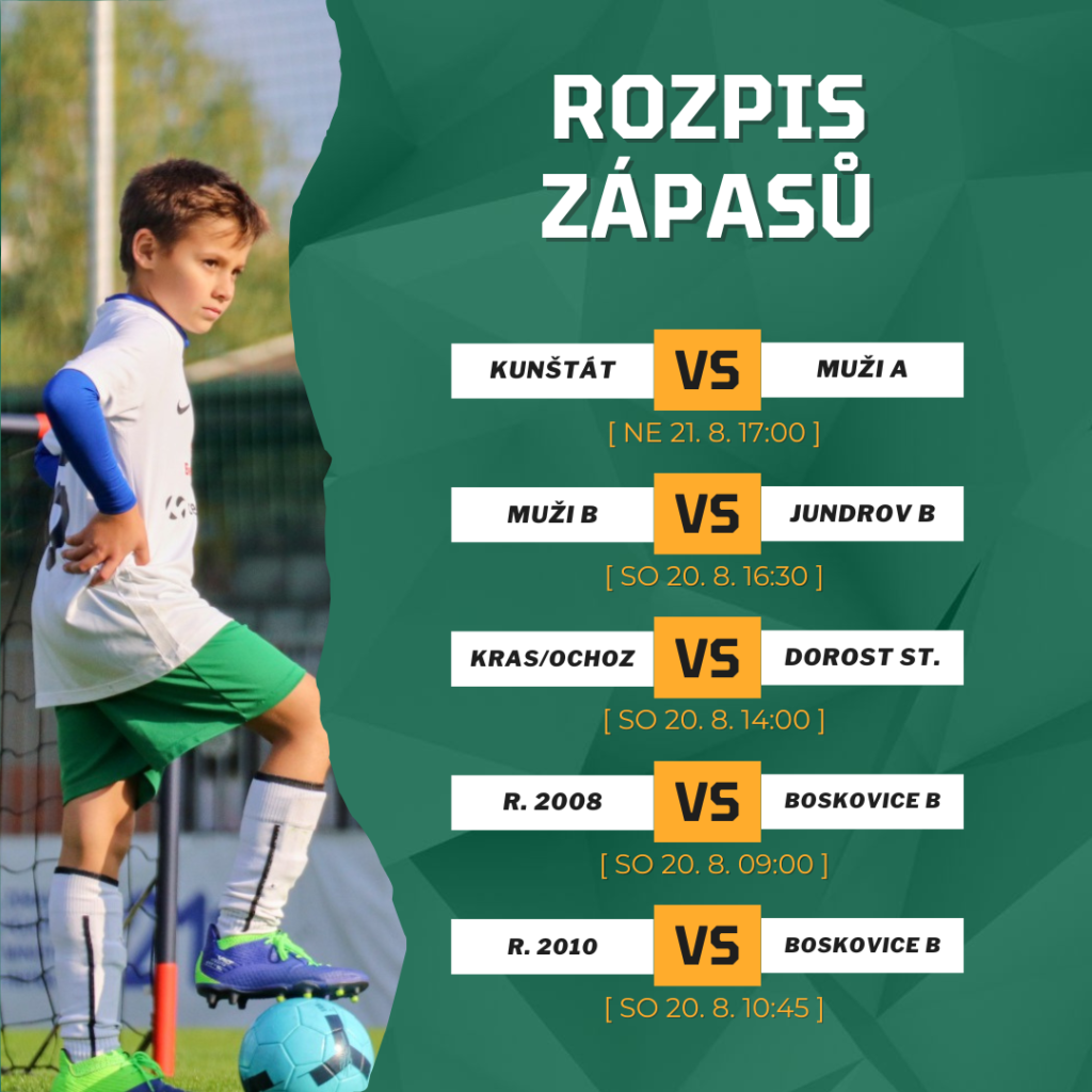 FC Dosta Bystrc - Kníničky Zápasový program 20.8. - 21.8. Novinky