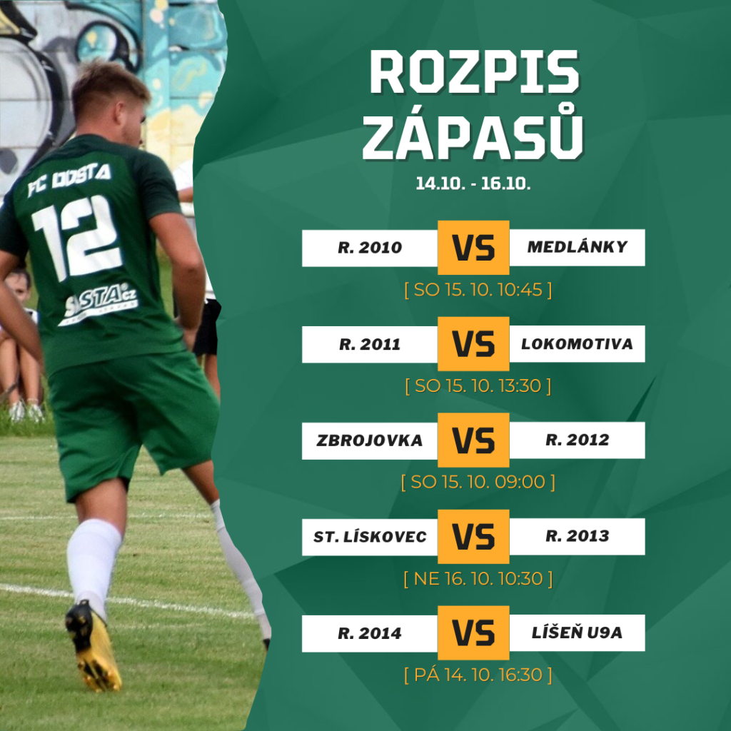 FC Dosta Bystrc - Kníničky Zápasový program 14.10. – 16.10. Muži "A", Novinky