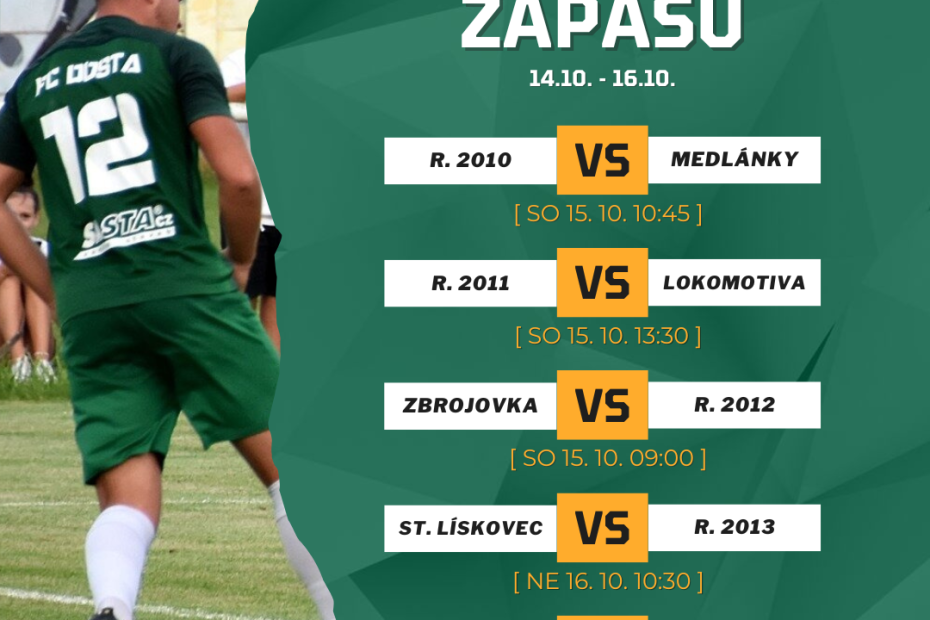 FC Dosta Bystrc - Kníničky Zápasový program 14.10. – 16.10. Novinky, Oznámení