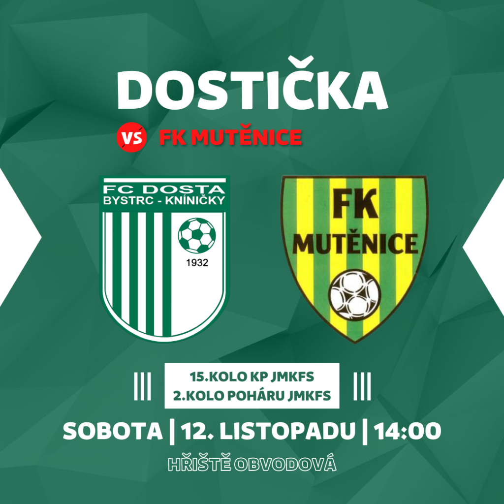 FC Dosta Bystrc - Kníničky Poslední podzimní zápas nás čeká v sobotu Muži "A", Novinky