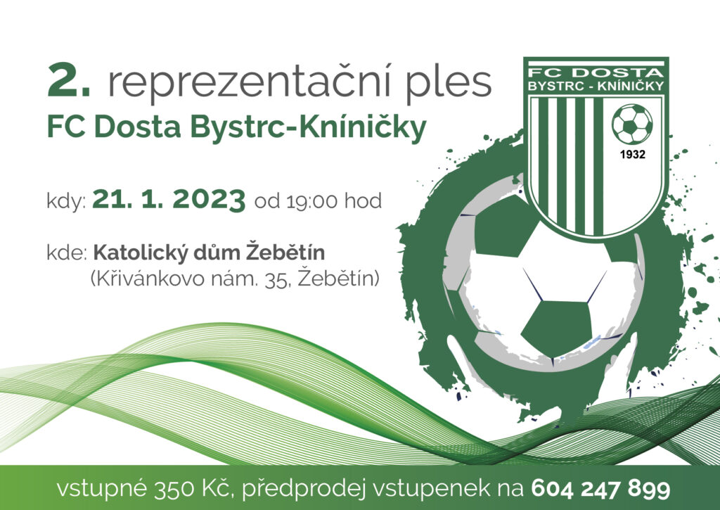 FC Dosta Bystrc - Kníničky Ples se koná 21. 1. 2023 Novinky, Oznámení