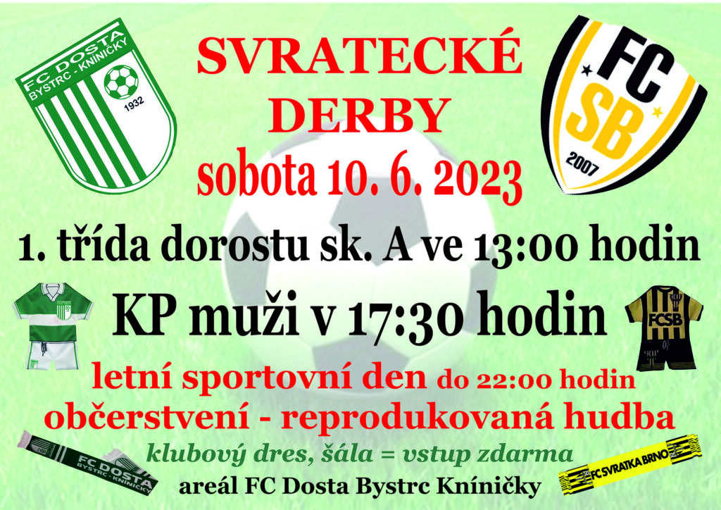 FC Dosta Bystrc - Kníničky Svratecké derby Oznámení